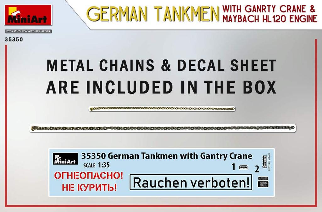 Miniart 1/35 Scale German Tank Crew (2 Figures) with Gantry Crane and Maybach HL120 Engine, Plastic Model Kit MA35350