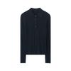 Women's 100% Wool Polo Collar Sweater with Gauze Wave Pattern - Spring/Autumn Pullover Base Layer