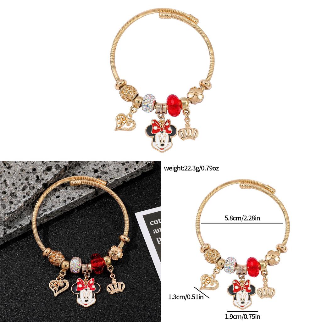 Minnie Mouse Cartoon Adjustable Beaded Bracelet For Gift Travel Souvenir