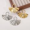 European and American jewelry exaggerated metal fan-shaped pleated texture geometric stud earrings fashion temperament versatile earrings