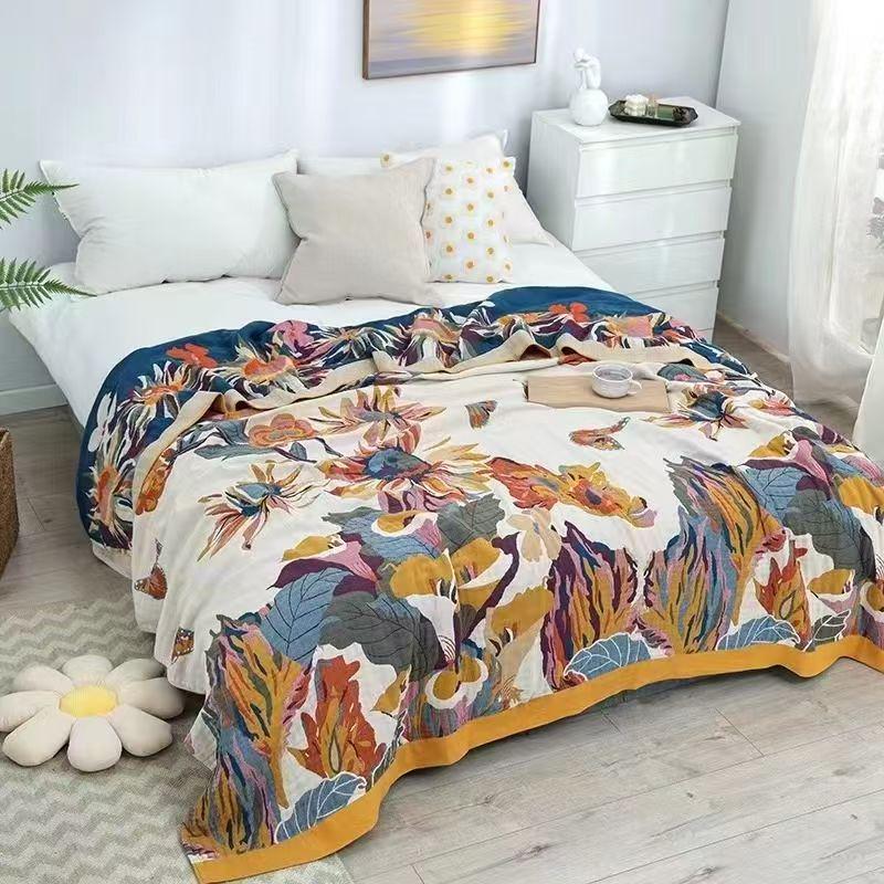 Five-Layer Pure Cotton Gauze Towel Blanket - Lightweight Summer Cover for Adults
