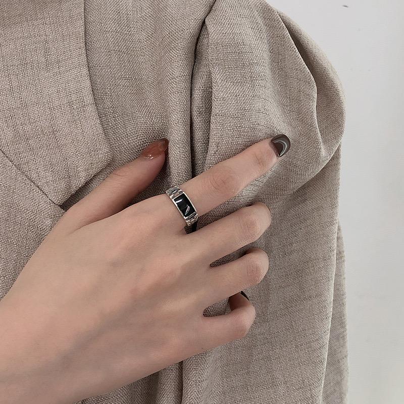 Xiaomi 925 Sterling Silver Rings for Women Couple Minimalist Handmade Simple Retro Black Ring Fine Jewelry Gift Prevent Allergy