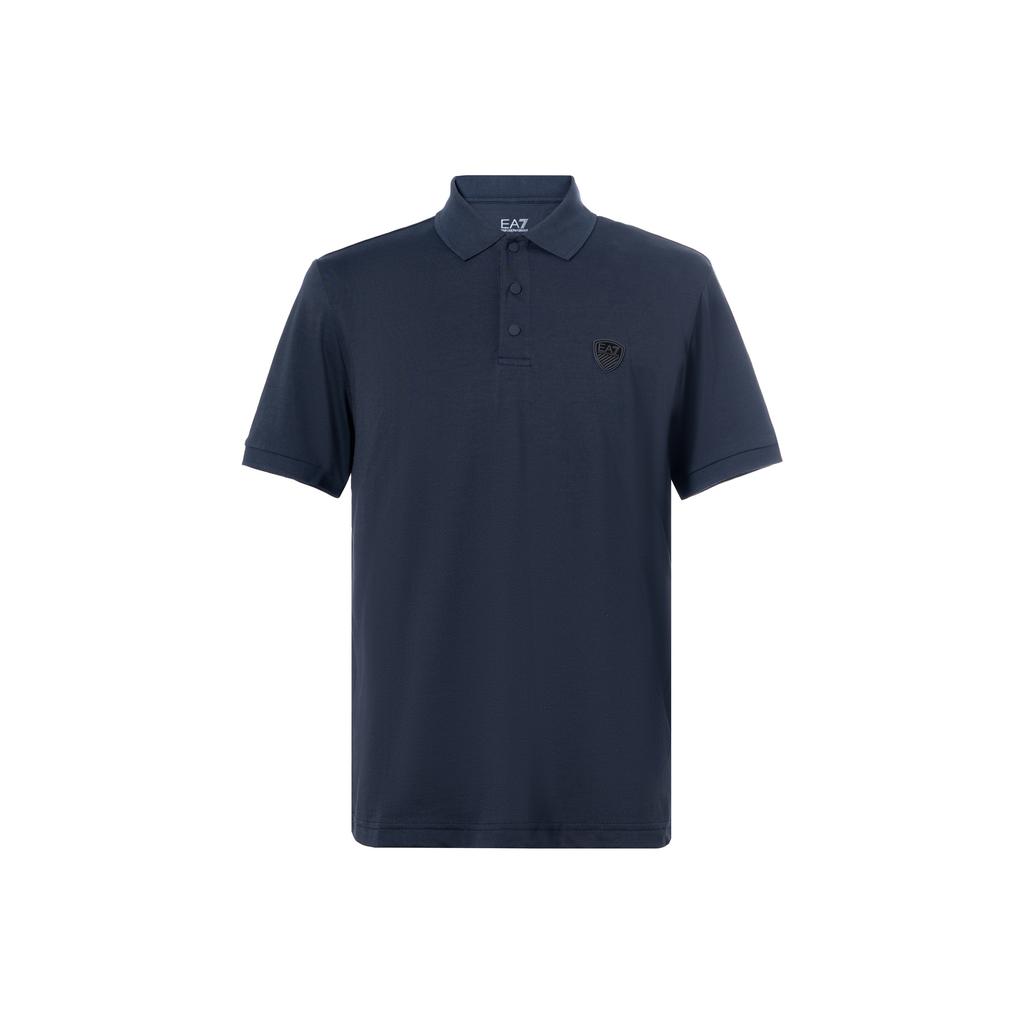 Emporio Armani EA7 Solid Color Button Straight Fit Short Sleeve Polo Shirt Men Polo Shirts Navy-Blue 8NPF09-PJNQZ-1578