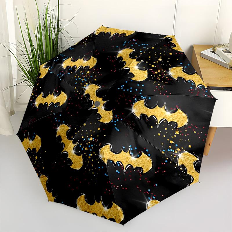 1pc Batman Symbol Umbrella - Automatic Open Compact Travel Umbrella with 46-Rib Durable Frame yy251021089