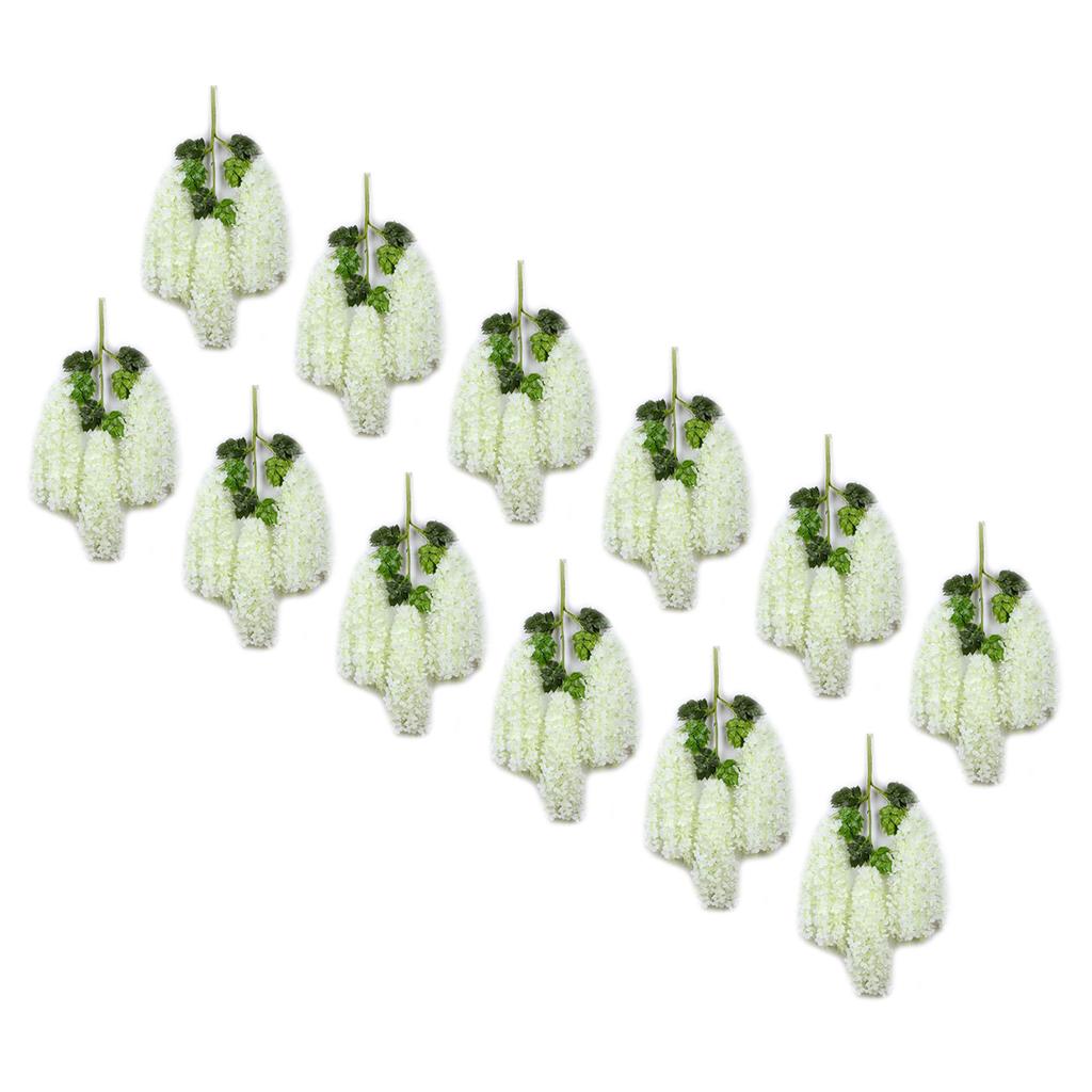 12 Pcs Artificial Wisteria Pure White Exquisite Simulated Wisteria Decoration for Weddings Outdoor Ceremonies