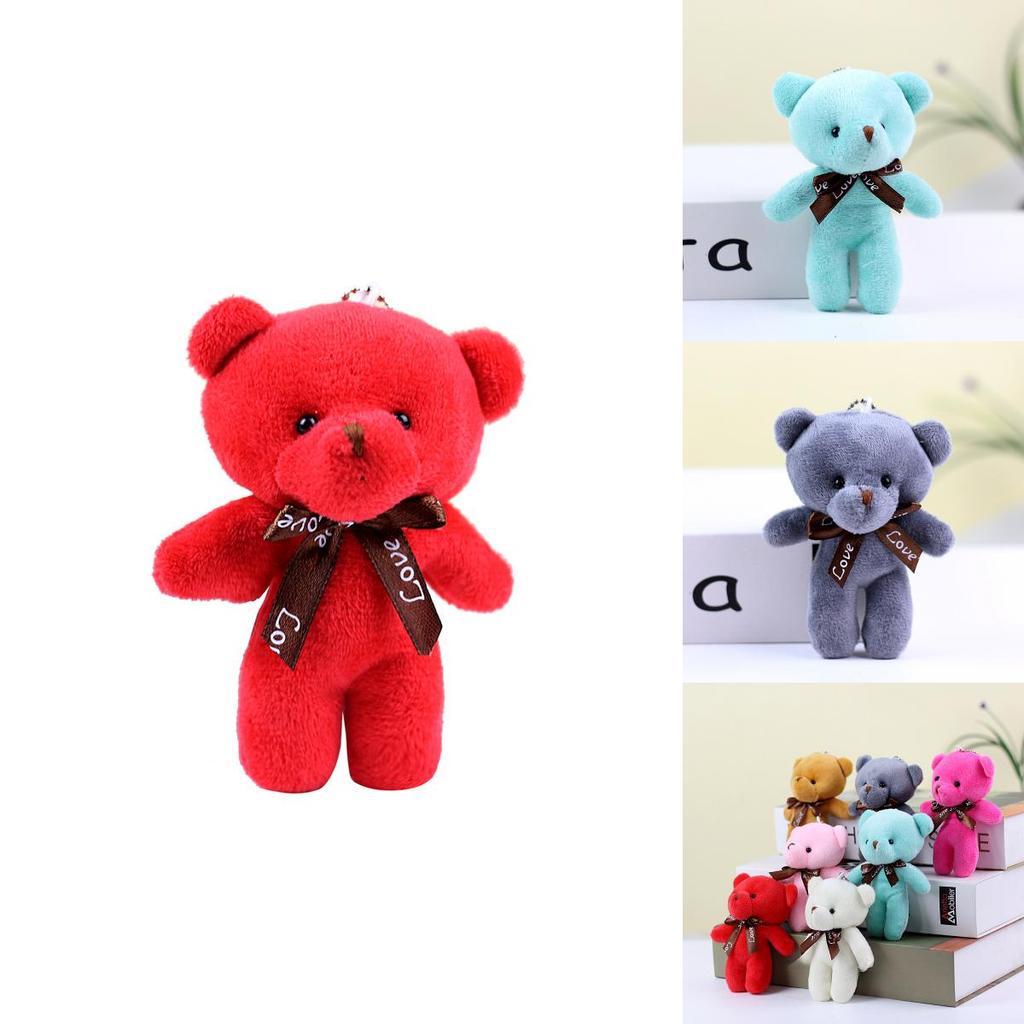 Fluffy Teddy Bear Keychain Plush Soft Short-pile Stuffed Animal In Various Colors