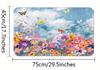 4pcs Healing Oil Painting Pastoral Sea of Flowers and Butterfly Pattern Shower Curtain Set Bathroom Curtain, Bathroom Decora