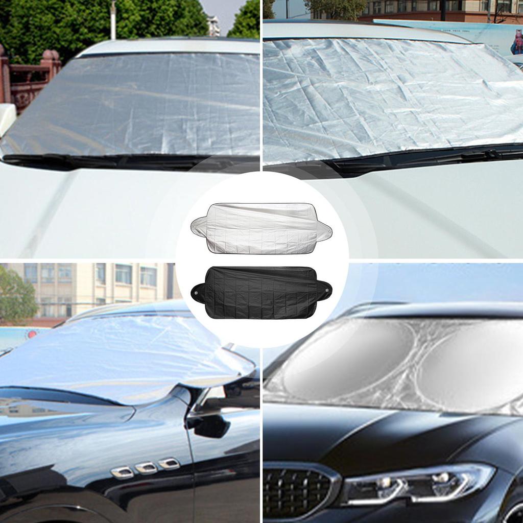 Winter Car Windshield Snow Shield Outdoor Windproof Car Sunshade Frost Cover Silver-coated Fabric Windshield Snow Guard Cover