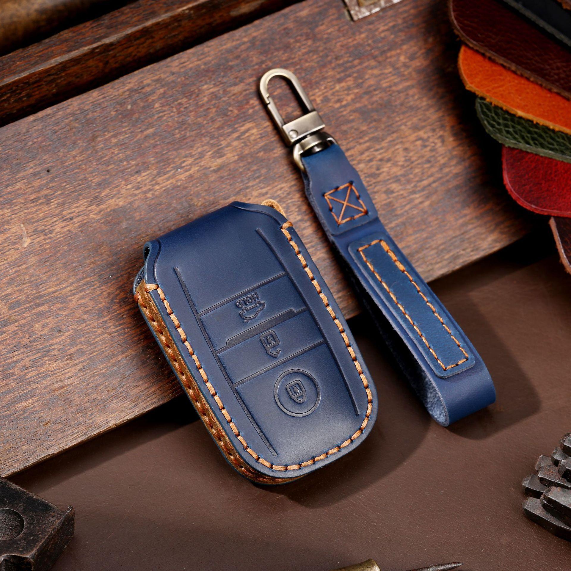 

Luxury Leather Car Key Case Cover Fob Protector Keychain Accessories for Kia Sportage R K5 K4 K2 Kx3 Seltos Keyring Holder Bag