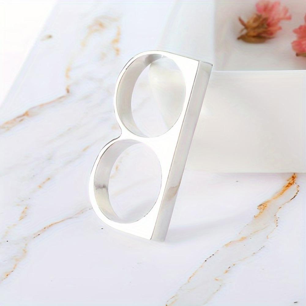 Men's Personality Ring, Disco Accessory Double Finger Alloy Ring Fashionable Stylish Hand Jewelry