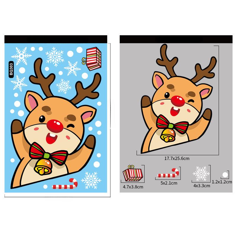 Vánoční dekorace Samolepky na okno Cartoon Elk Santa Claus Sněhulák Vánoční zrcadlové samolepky Veselé Vánoce Samolepka Nový rok
