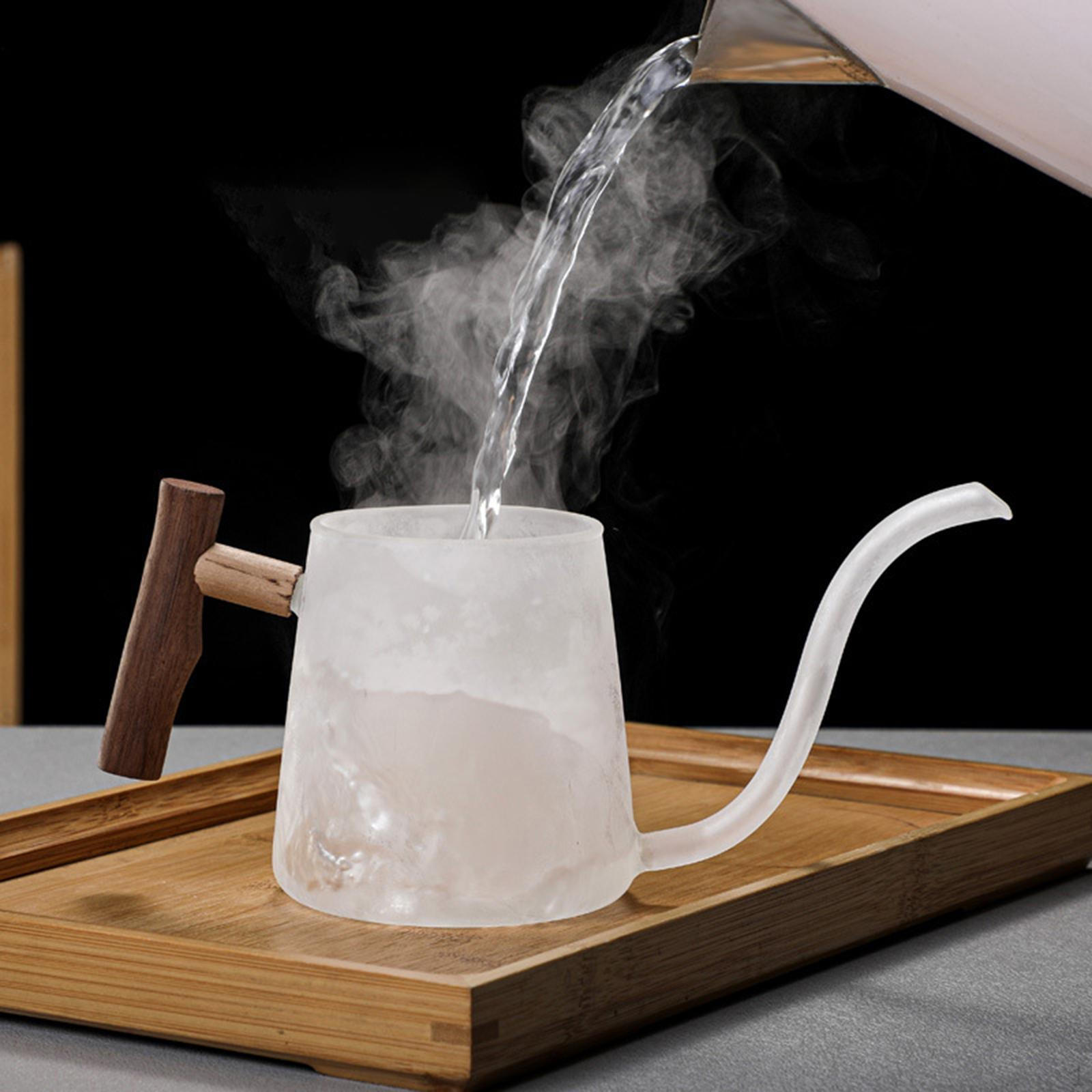 Borosilicate Glass Drip Kettle with Wooden Handle for Coffee 480ML