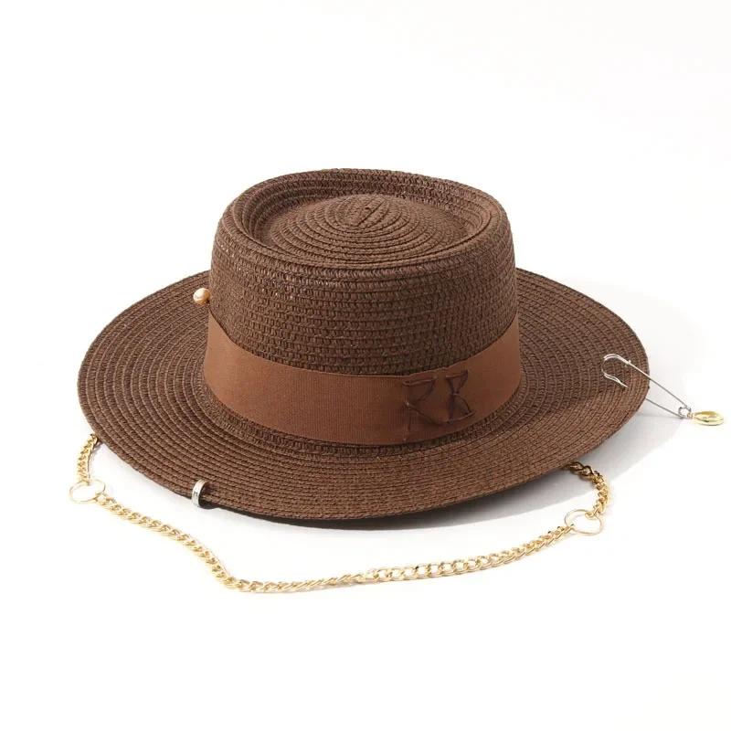 Zomer Strooien Hoeden voor Dames Lint Decoratie Elegante Dames Feestjurk Hoeden Reizen Strand Zon Hoed Chapeau Femme