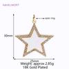 Fashion Inlaid Zircon Pendants 18K Gold Plated Natural Shell Round/Star Shape Charms For DIY Necklace Jewelry Making Accessories