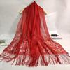Breathable Silk Scarf Anti-UV Pashmina Summer Tassel Shawls  Women