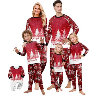 Jultryck Söt familjeuppsättning Pyjamas, hemkläder, familjeuppsättning långärmade toppbyxor