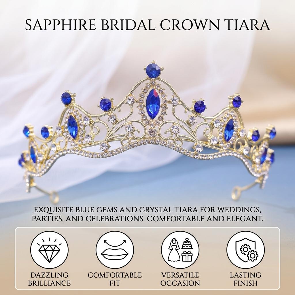Bridal Rhinestone Crown Headpiece Alloy Base With High-Refractive Index For Wedding Ceremony And Stage Performance