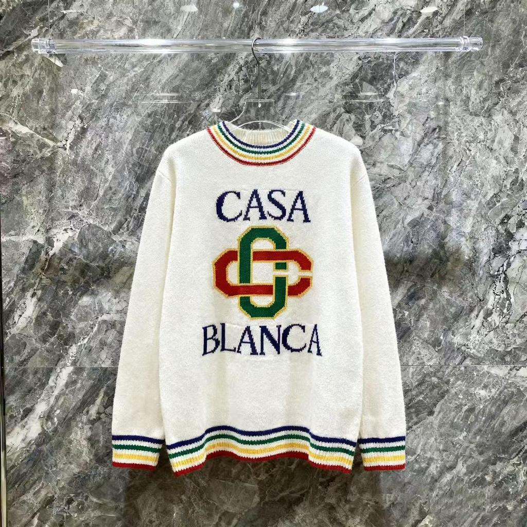 European Style CASA Knit Piqué Polo with Patchwork Pattern - Unisex Design Sweater