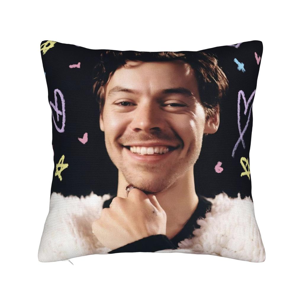 Harrys Styles Singer Pillowcase Soft Polyester Cushion Cover Decorations Pillow Case Cover Seater Zippered cm