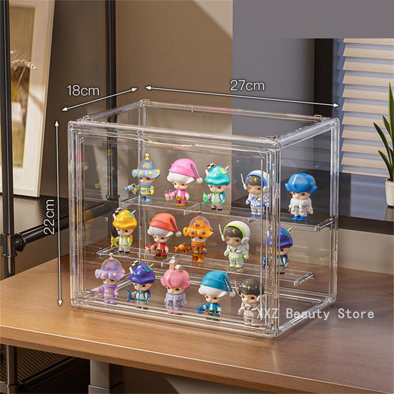 1/2PCS Handmade Transparent Ladder Anime Car Model Storage Box Three Layer Dustproof Blind Jewelry Sorting Display Acrylic