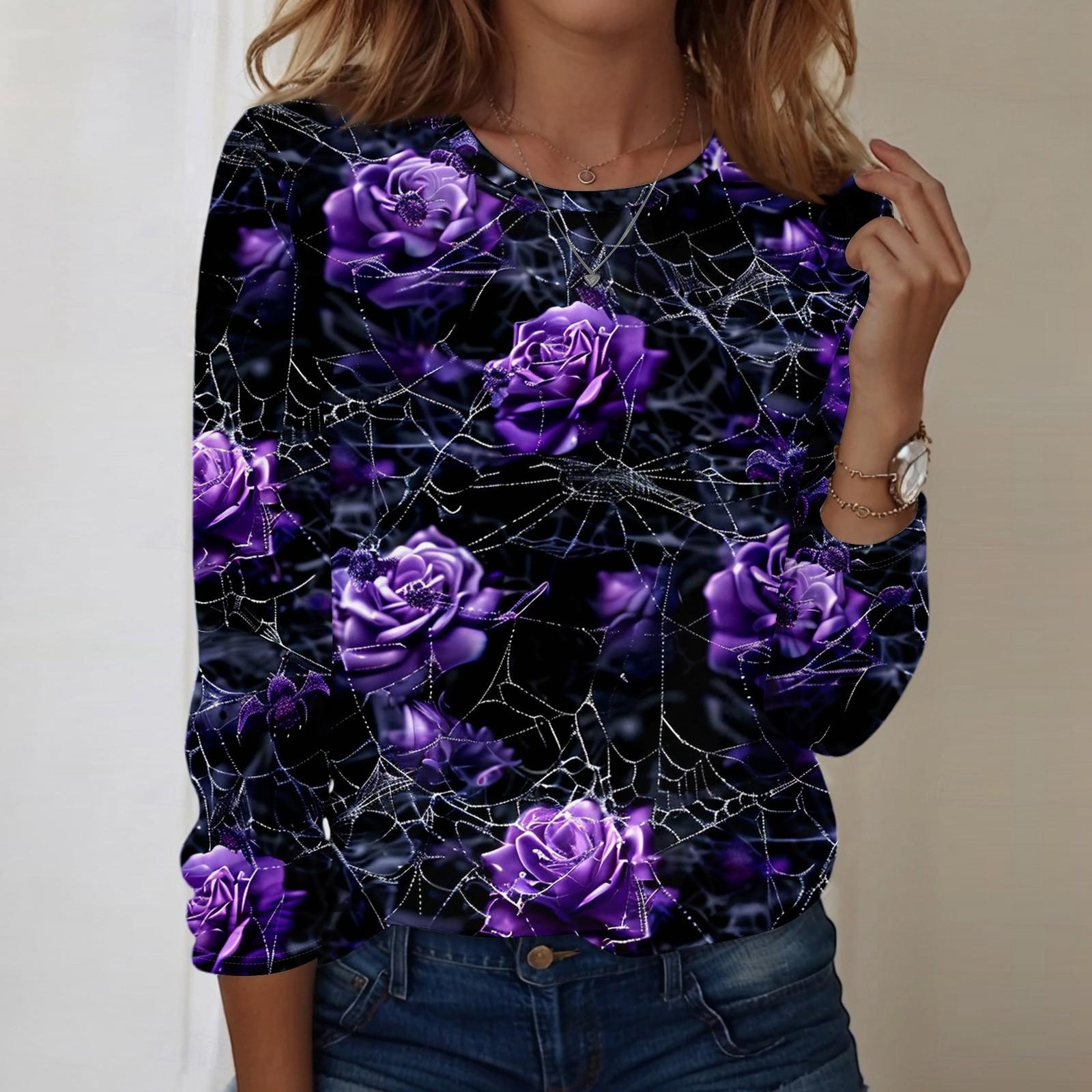 

Women s Halloween printed round-neck loose long-sleeved top XL