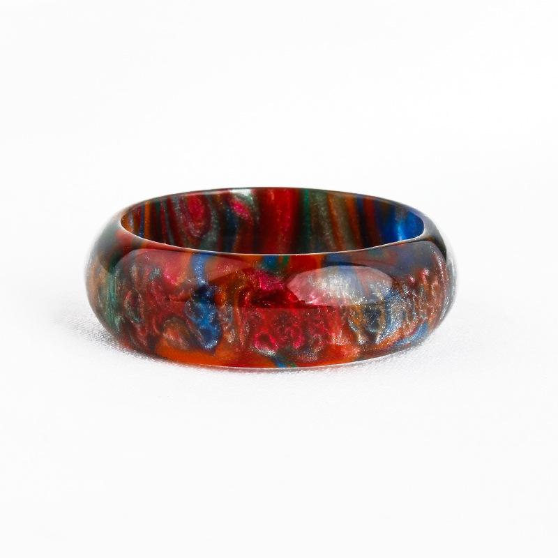 Colorful Rainbow Acrylic Resin Ring – Trendy European & American Style for Women