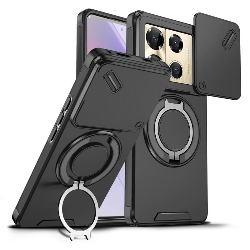 

Чехол-книжка Linke для Infinix Note50 Pro с вращающимся кольцом и окошком, противоударный для Note50 Pro/Hot60i. Smart 10 4G/Spark GO 2 чёрный