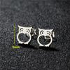925 Sterling copper Small Animal Stud Earrings for Women Mini Dog Paw Piercing Earring Zircon Rabbit Owl Cat on Moon Pendientes