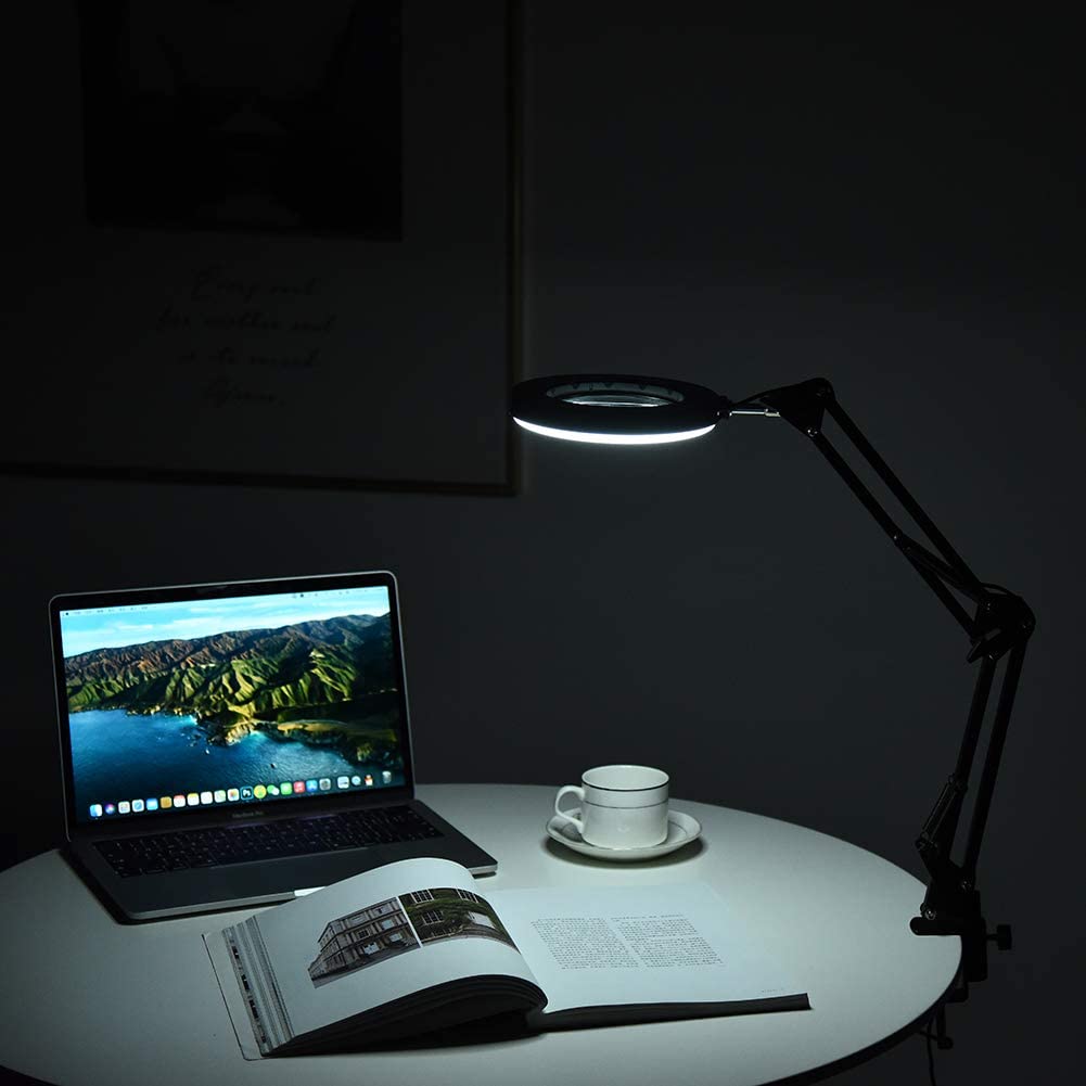 8X 64 LED NEW Illuminated Magnifier USB 3 Colors LED Magnifying Glass for Soldering Iron Repair/Table Lamp/Skincare Beauty Tool