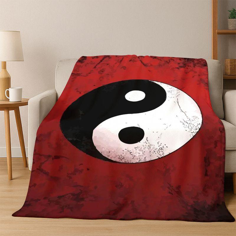 Yin Yang Symbol Chinese Tai Chi Flannel Blanket Soft Warm Throw Blanket for Bedroom Living Room Bed Travel Camping Picnic Gift