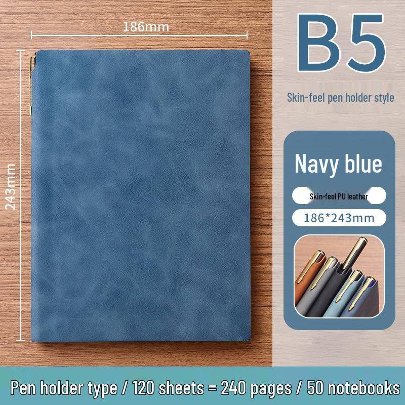 A5 Soft Leather Suede Notebook with Custom Logo - Simple B5 Business Meeting Journal, Large Thick Diary