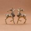 A Pair of Vintage Copper Deer Ornaments 2pcs Solid Brass Sika Deer Elk Living Room Ornaments Home Christmas Decoration