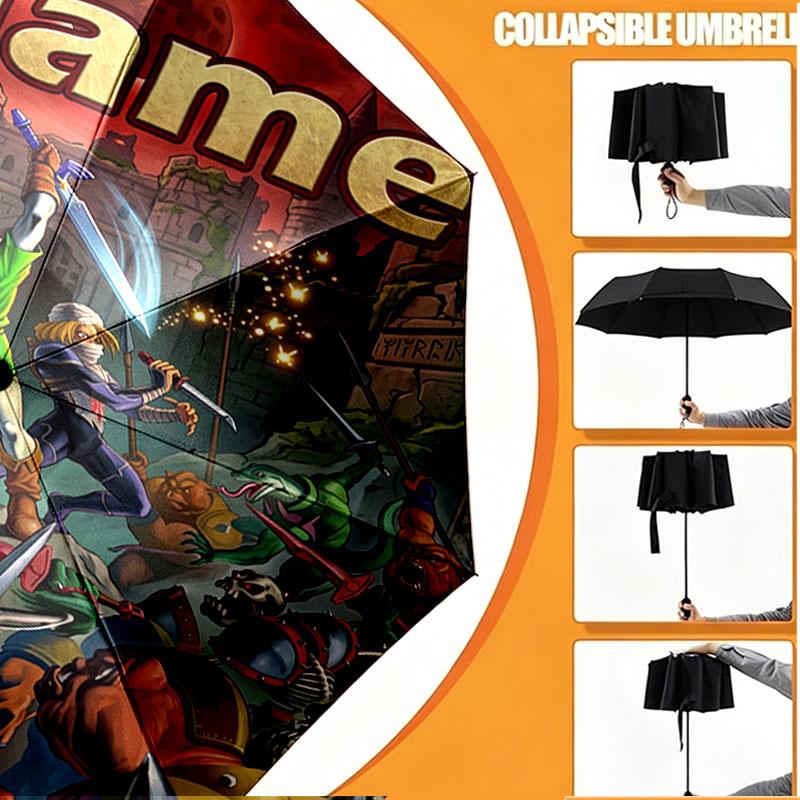Custom Name Personalized Teenage Mutant Ninja Turtles Print Umbrella, Auto Open Close, 8‑Rib Sturdy Frame, Commute Camping Hiking Use, Birthday Gift