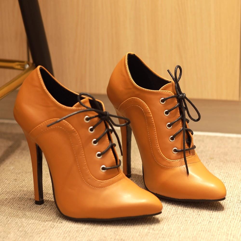 14 cm Magassarkú Spitze Fűzős Vintage Szexi Stiletto Unisex Cipő Plus Size 36-46