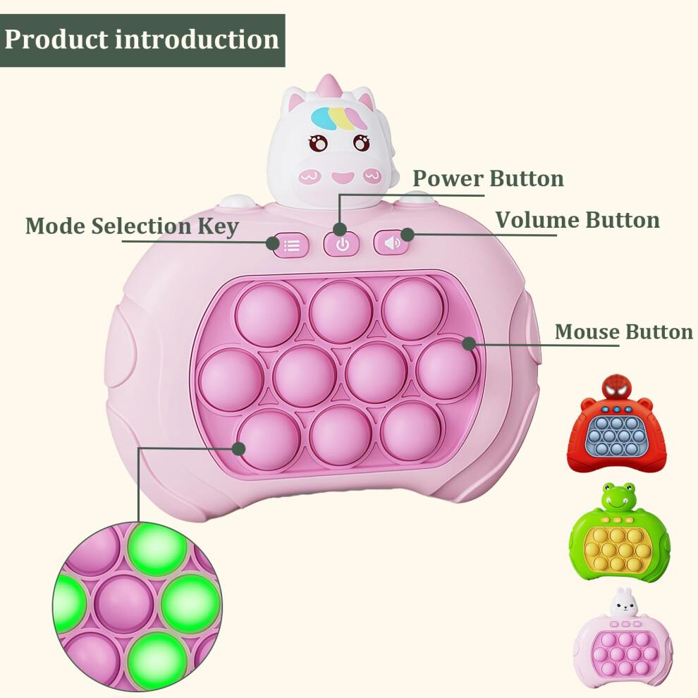 Light Up Pop it Game Quick Push Bubbles Game,Unicorn Handheld Fast Speed Pushing Game,Poppet Game Sensory Fidget Toys for Autism,Puzzle Pop Game Cont
