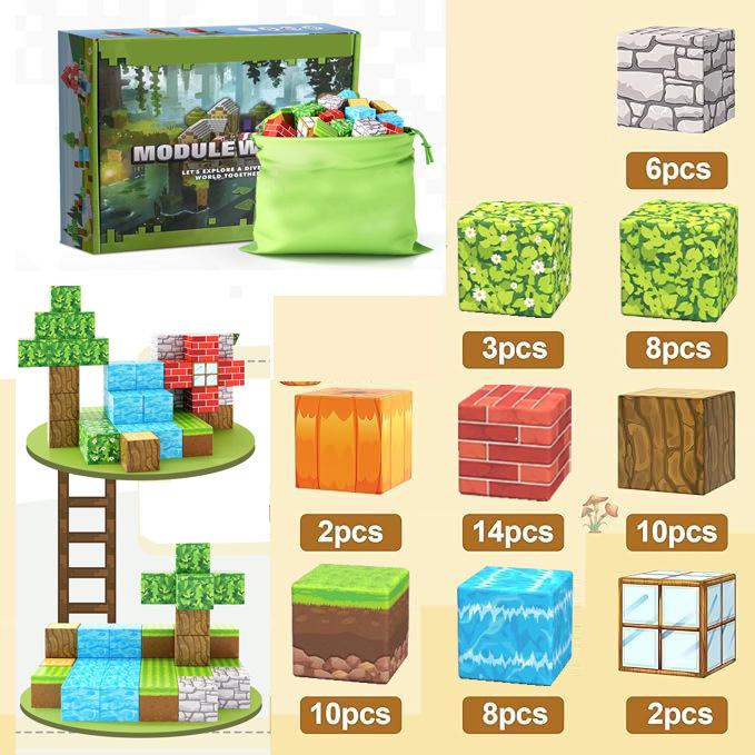 Magnetic World Forest Cube: Mini Magnetic Building Blocks Set