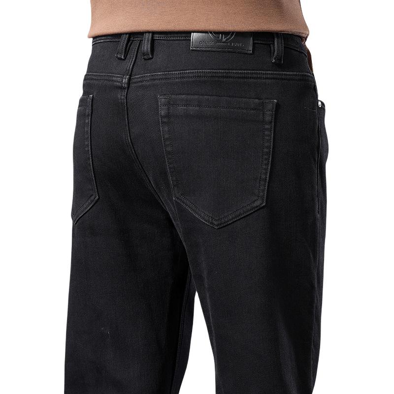 Autumn And Winter High-End Cotton Straight Jeans Velvet Loose Casual Versatile Men'S Trousers New Elastic Batch
