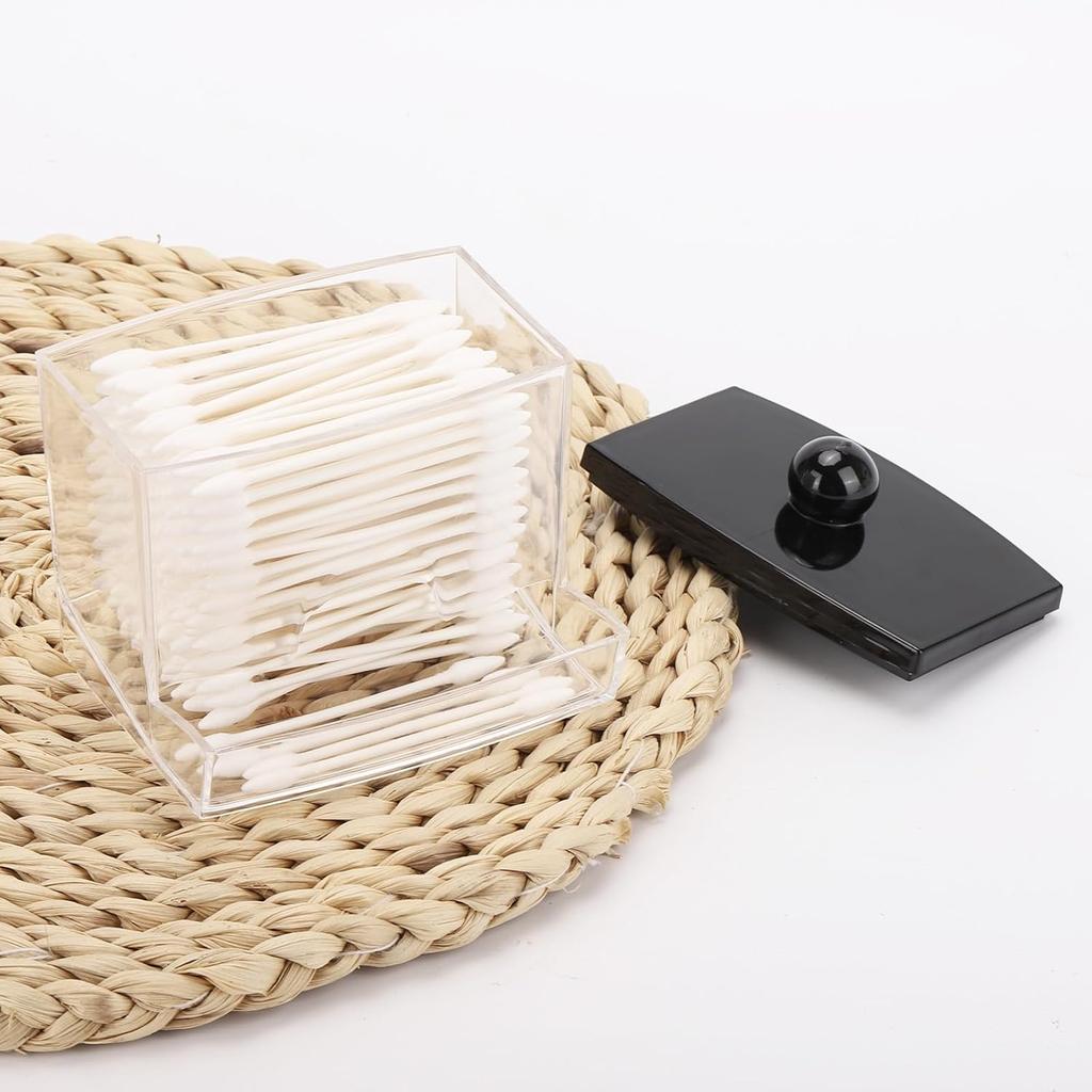 Tbestmax 10oz Qtip Holder Dispenser Big Clear Bathroom Organizer Accessories Decor for Storage-Qtips Cotton Ball Holder Apothecary Jars, Cotton