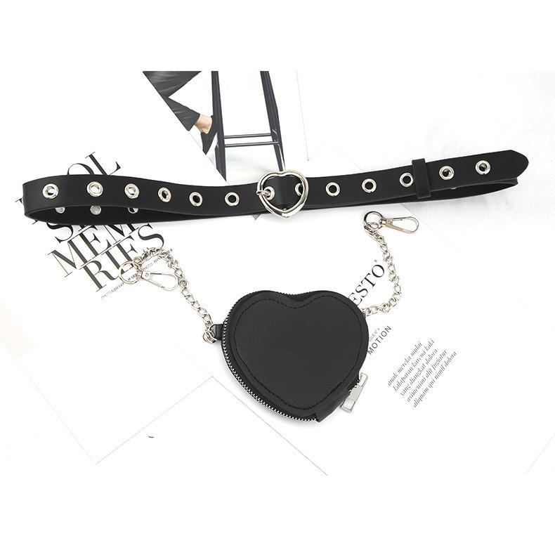 Punk Style Mini Heart Waist Belt With Detachable Chain For Women Casual Wear