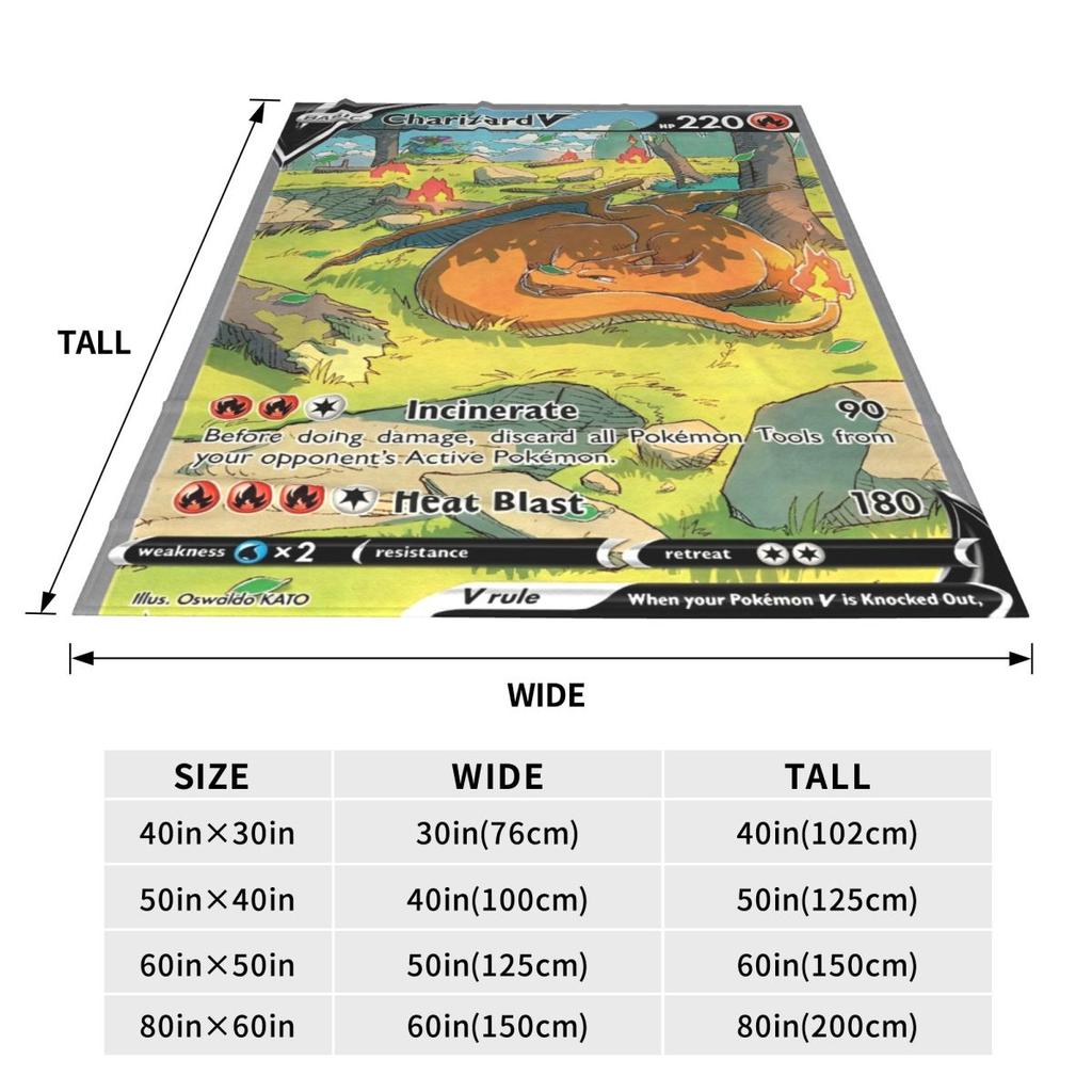 Pokemon Anime Kaart Charizard Deken Kwaliteit Warme Plaid Winter Picknick Huisdecoratie Grappig Sprei
