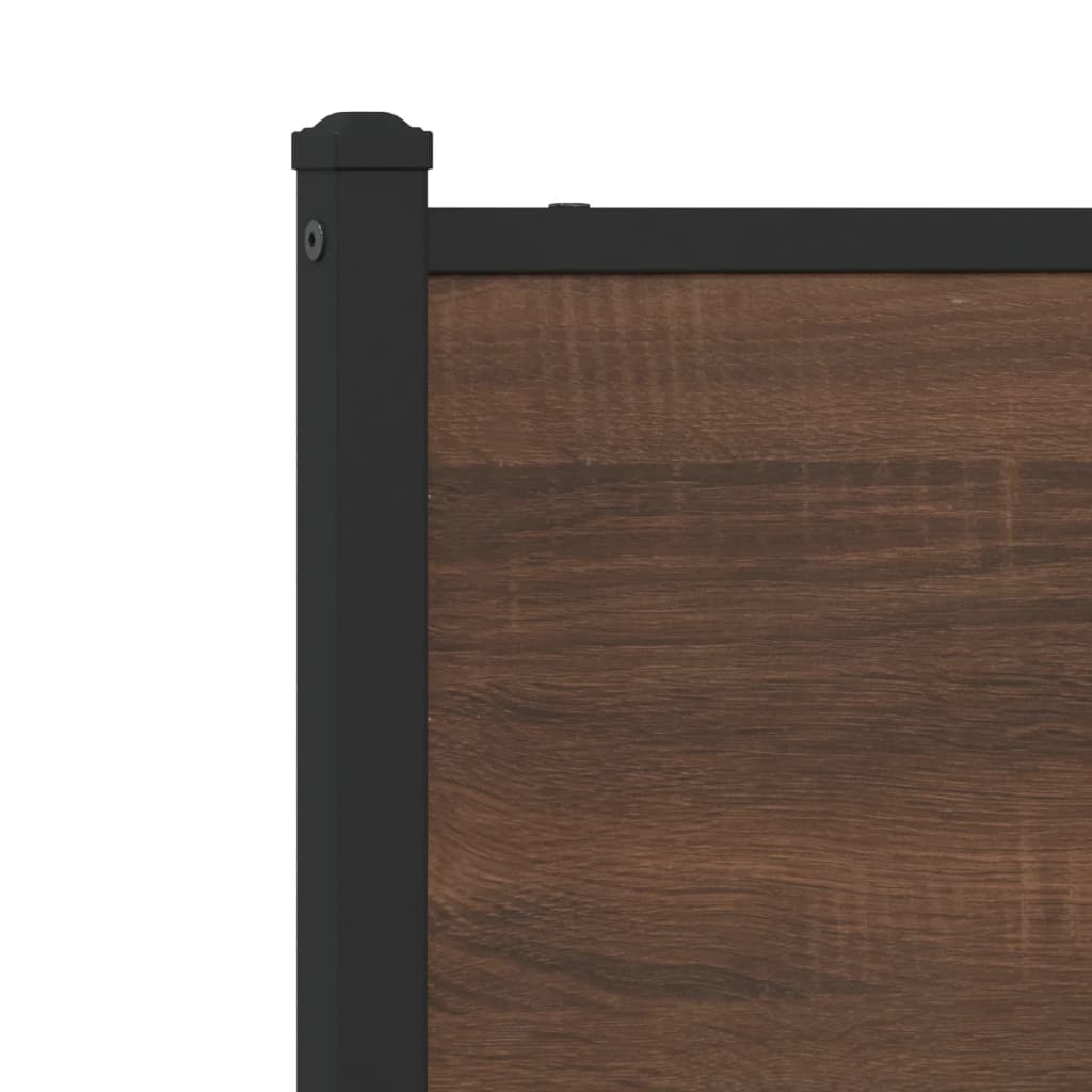Metal Bed Frame without Mattress Brown Oak Effect 160x200 cm