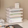 Modern Clear Acrylic Desktop Organizer Set Transparent Multipurpose File Holder Office Supply Storage Box Desk Shelf Display