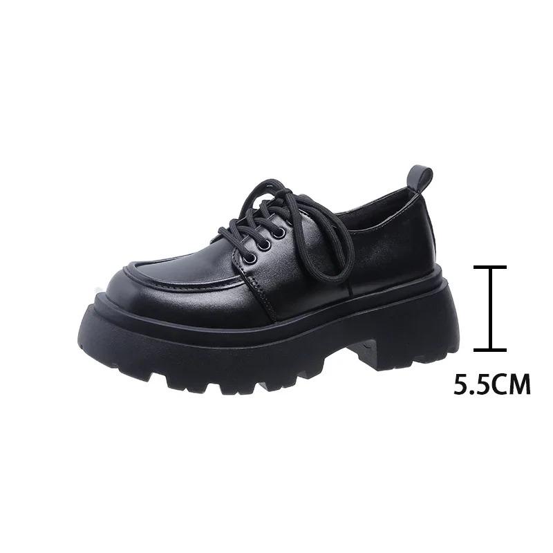 2024 New  Women Spring  Black Platform Flats Shoes Women Loafers Slip On Boat Shoes Designer Casual Leather Oxfords