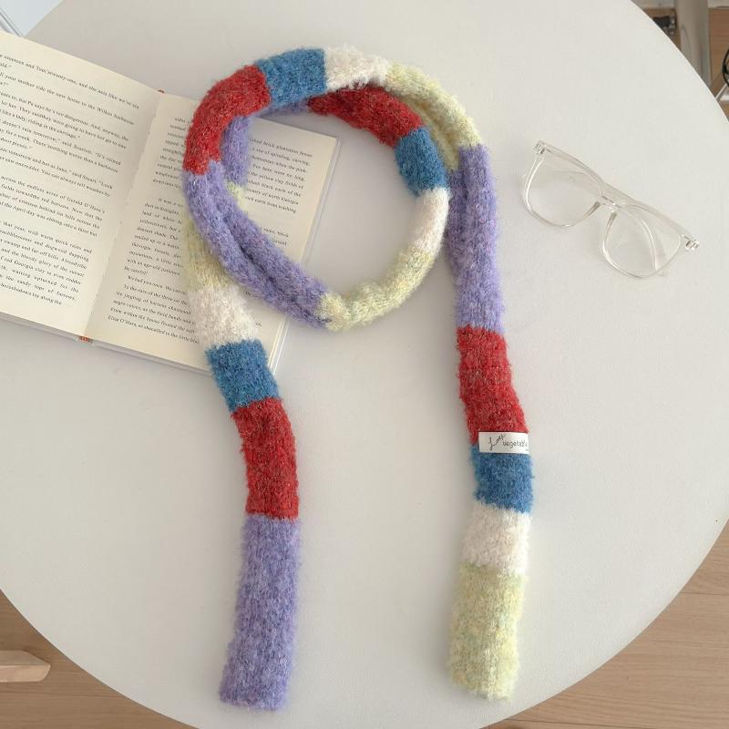 Women'S Thin Narrow Long Colorful Striped Scarf Autumn And Winter New Design Hot Girl All-Match Decorative Scarf