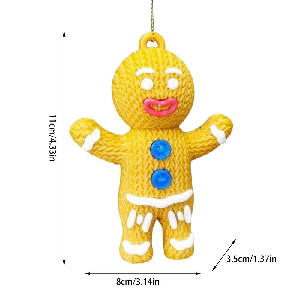 

Gingerbread Man Christmas Decorations Cute Resin Cartoon Festive Holiday Decor Tree Ornaments Fireplace Decoration For Home жовтий