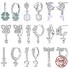 New Original S925 Silver Lucky Four-Leaf Clover French Women's Earrings Fashion Party Anniversary Jewelry Gift