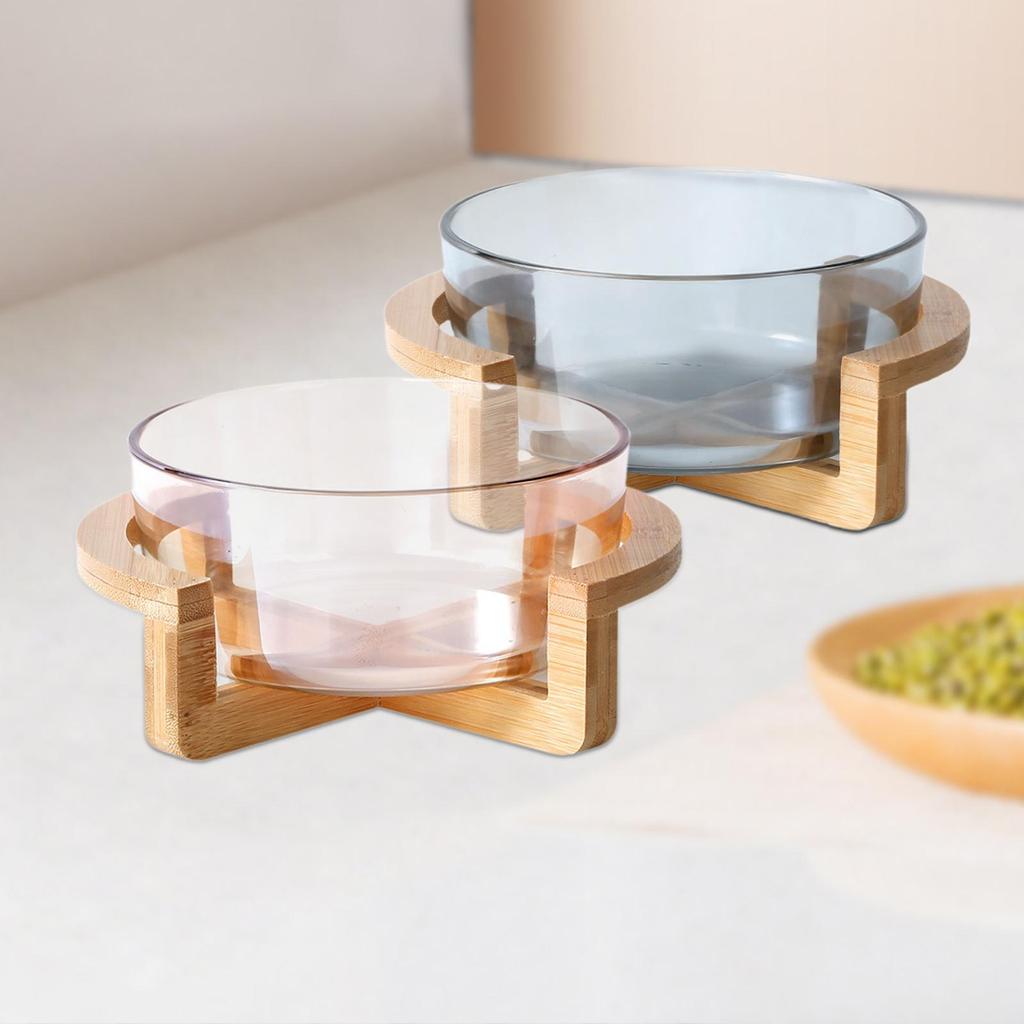 Salad Bowl with Wooden Stand Elegant Round Practical Dessert Bowl Food Bowl Cake Bowl for Dinner Chips Appetizer Dessert Family