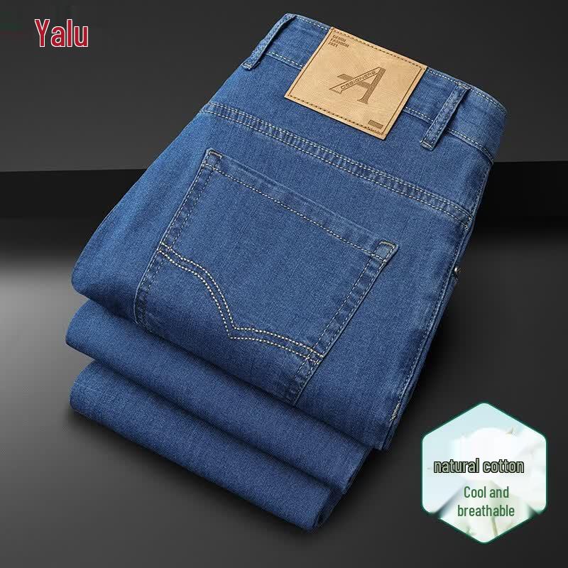 Yalu Men s Ice Silk Loose Straight Summer Jeans 34