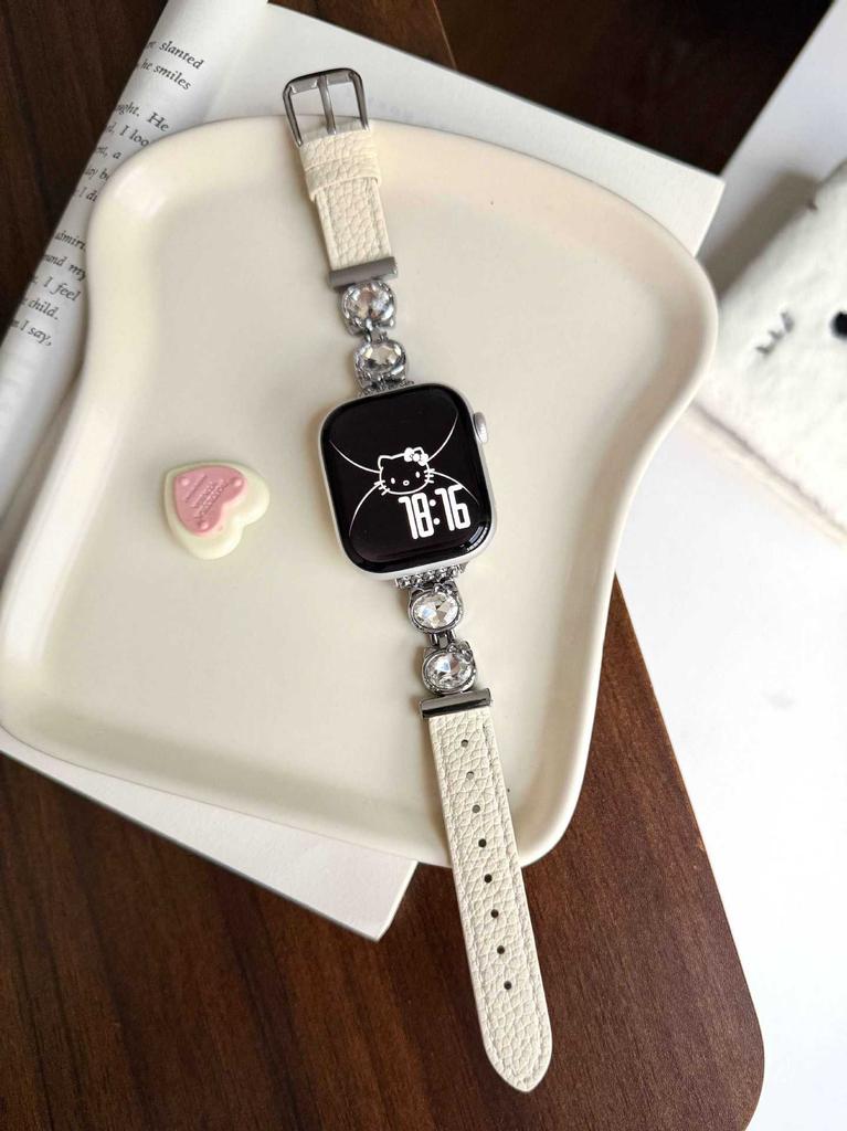 KT cat diamond lychee pattern leather strap for iwatchse10 Apple Watch Xiaomi 89Pro Huawei GT543