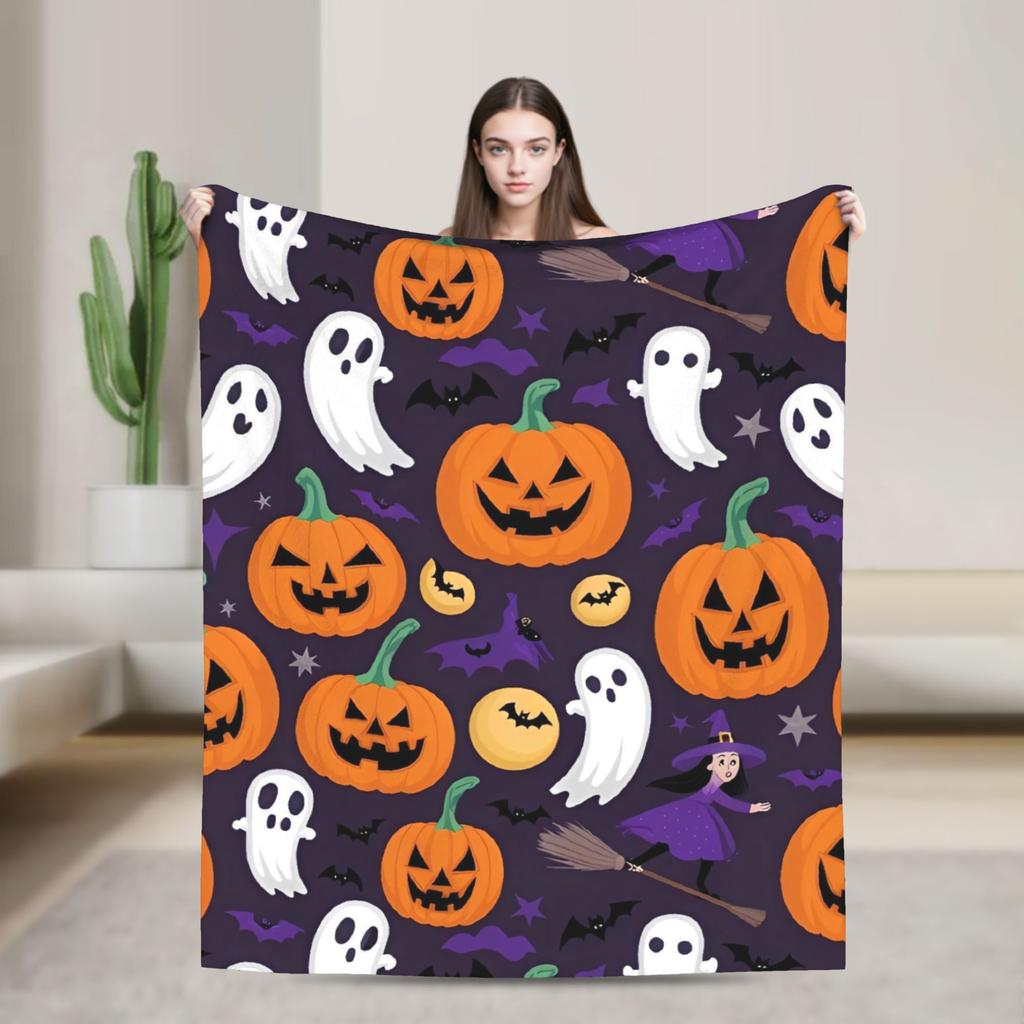 Halloween Theme Pattern  Flannel Blanket Spring  Super Soft Throw Blanket Home Decor Comfortable Bedspread Sofa Bed Cover